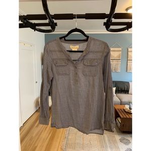 Grey navy subtle striped blouse